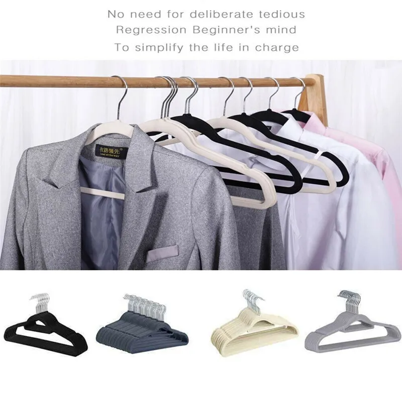 

Black Traceless Flocking Velvet Hanger Hook Clothes Cloth Rack Non-slip Non-skid Trace less Wardrobe