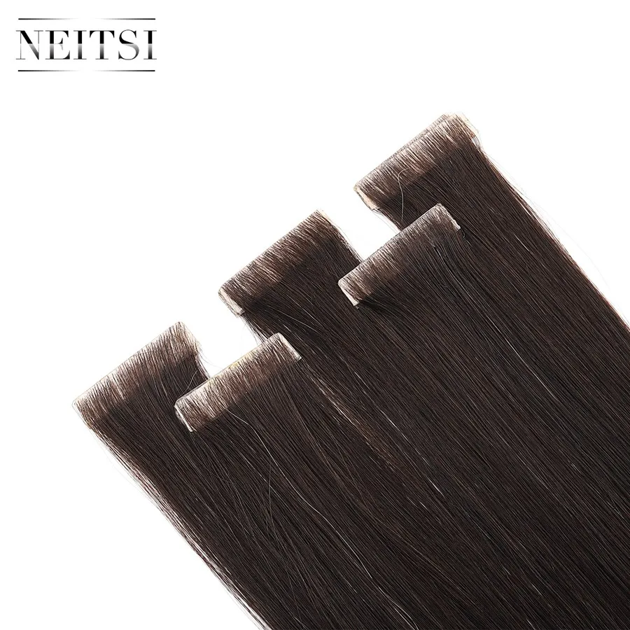 Neitsi Straight PU Skin Weft Hand Tied Tape In Adhesives Remy Human Hair Extensions 16\ Neitsi Straight PU Skin Weft Hand Tied Tape In Adhesives Remy Human Hair Extensions 16\