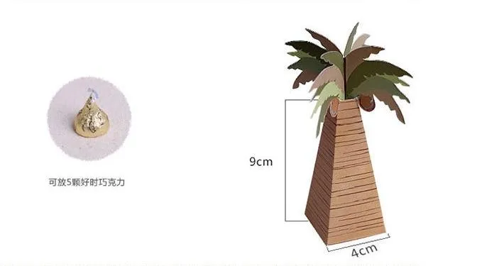 Оптовая продажа 200 шт./лот кокосовой пальмы свадьбы коробка конфет коробку шоколада свадебный подарок Коробки украшение партии