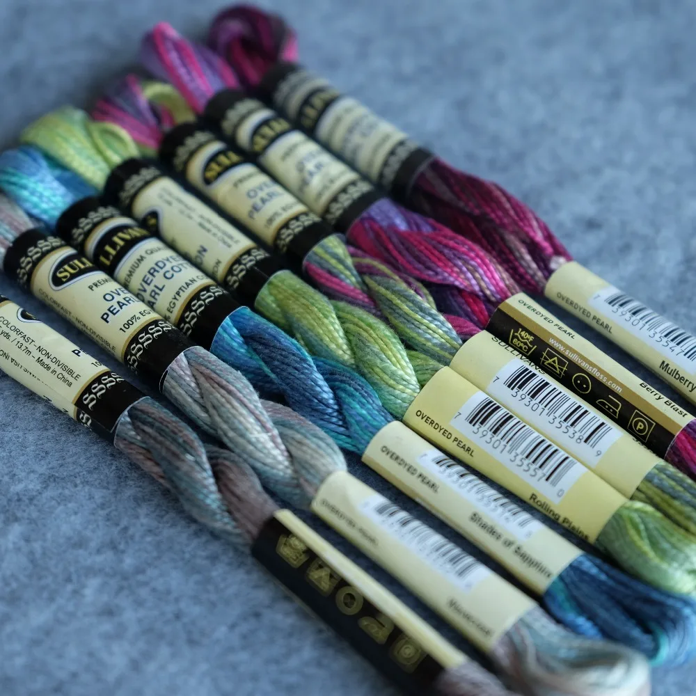 7 Vivid Bright Variegated Colors Size 5 Pearl Cotton Embroidery thread