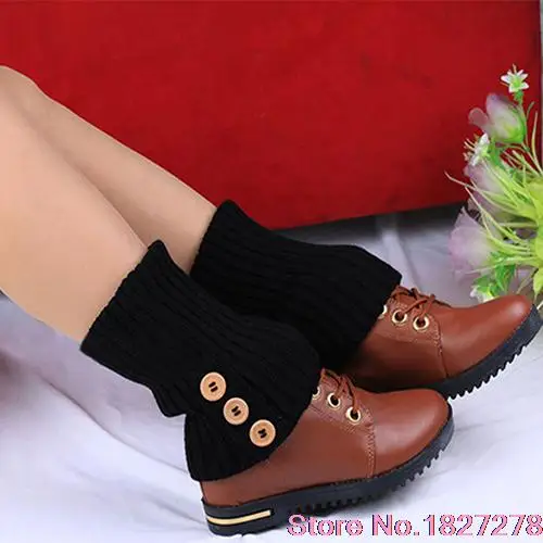 

Women Winter Button Knit Leg Warmers Long Boot Shoes Cover Stocking