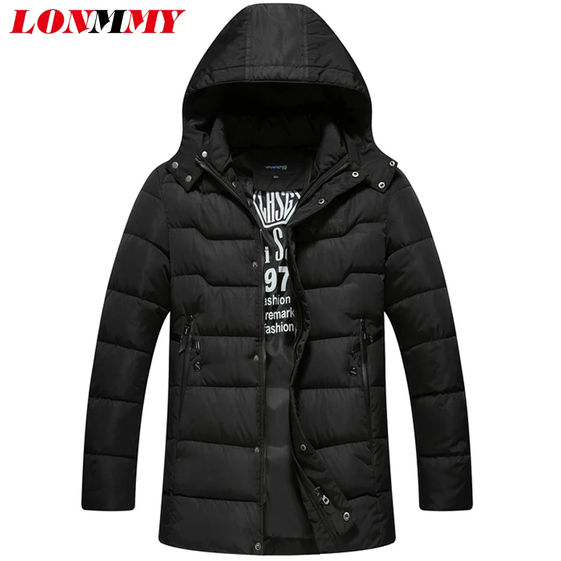 Lonmmy M-3XL с капюшоном хлопковая парка полиэстер зима Куртки и Пальто и пуховики толстые теплые модные Повседневное Для мужчин парка мужские