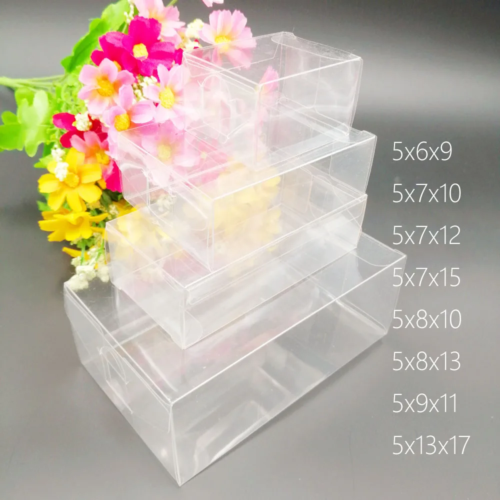

50pcs 5xWxH Pvc Box Clear Transparent Plastic Boxes Storage Jewelry Gift Box Wedding/Christmas/Candy/Party For Gift Packing Box