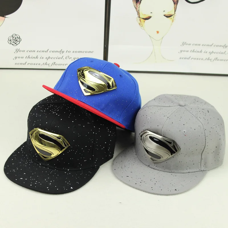 

2017 Fashion Iron Plate Superman Caps Men Baseball Caps Skateboard Cap Trucker Hat Women Cap Sun Hat