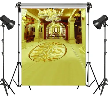 

Polyester Luxury Lobby Crystal Chandelier Washable No Crease Background Photography Backdrops Studio Props Photographic Seamless