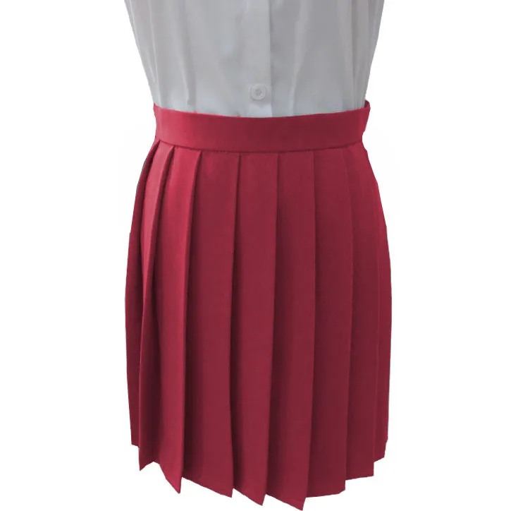 Kawaii короткая плиссированная юбка с высокой талией, женская школьная форма, Сексуальная мини-юбка с карманом, Saia Colegial Faldas Mujer - Color: Red