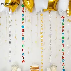 HOHOGOO 1 шт. Золото Серебро с днем рождения баннер с орнаментом бумага воздушный шар украшения день рождения украшения дома сувениры Поставки