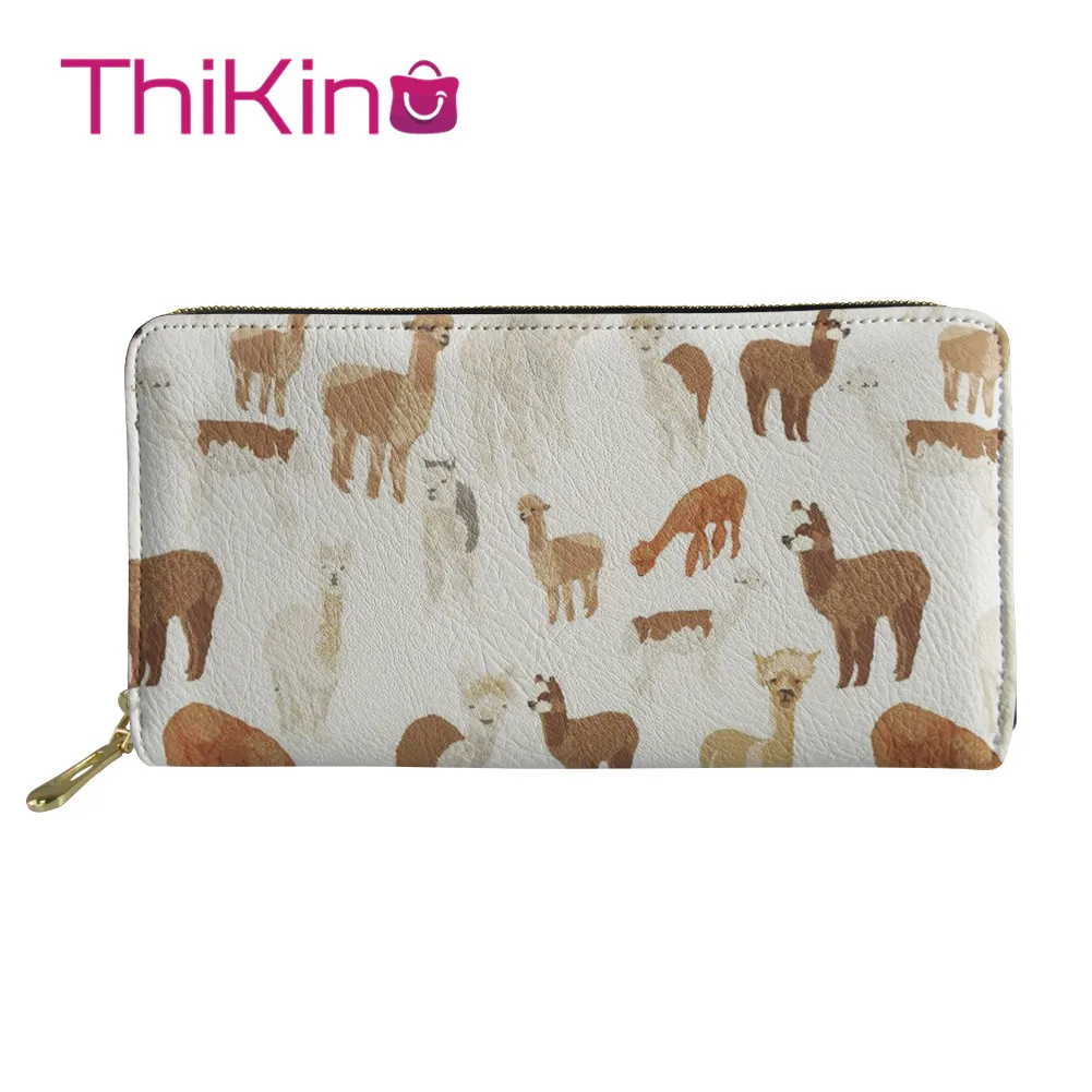 

Thikin Alpaca Pattern Long Wallets Zipper Phone Bag Card Holder for Punk Ladies Clutch Purse Carteira Handbags Notecase 2019