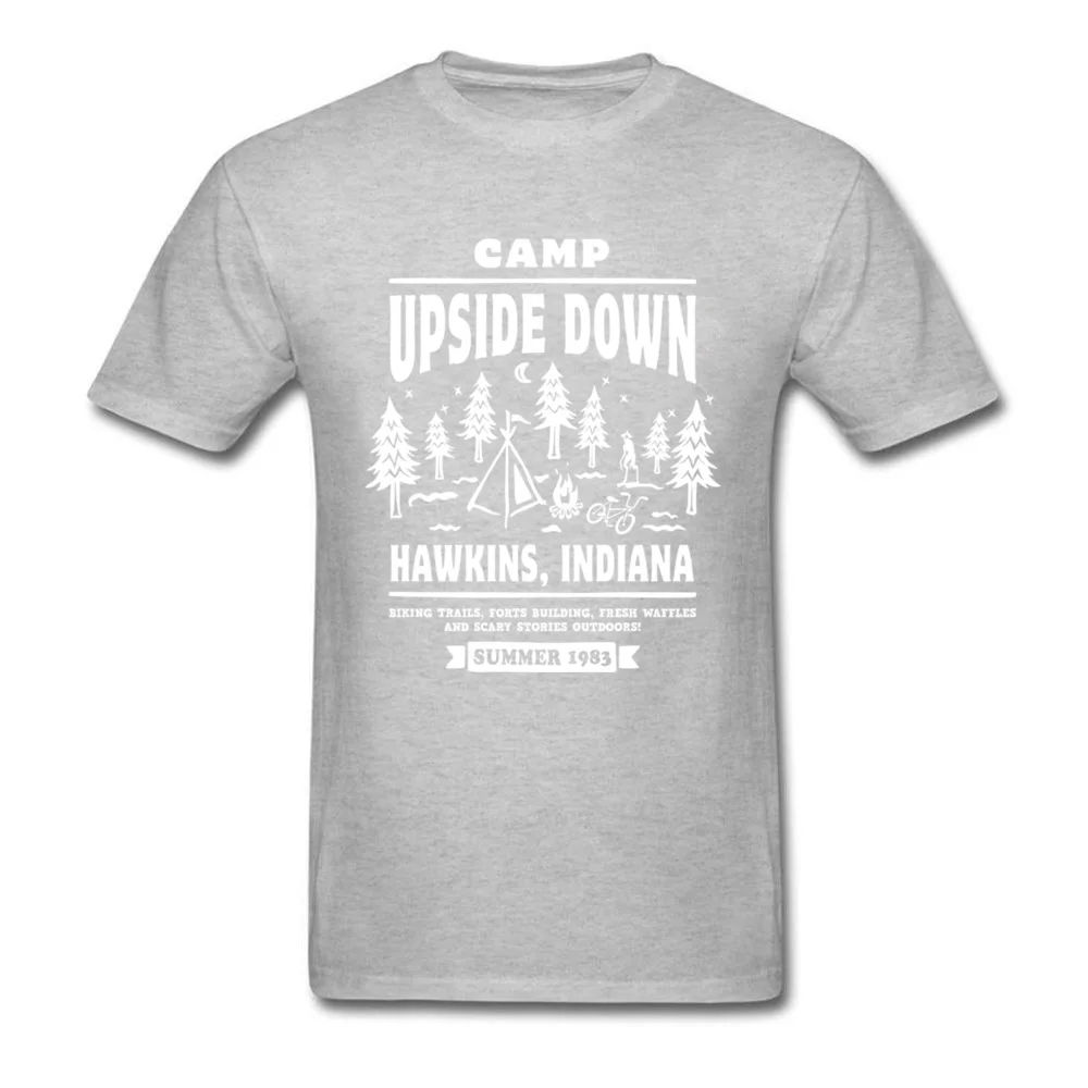 camp upside down 6998 Design Short Sleeve Tops Shirts Labor Day O Neck Cotton Fabric Men T-Shirt Design Tee-Shirt Hot Sale camp upside down 6998 grey