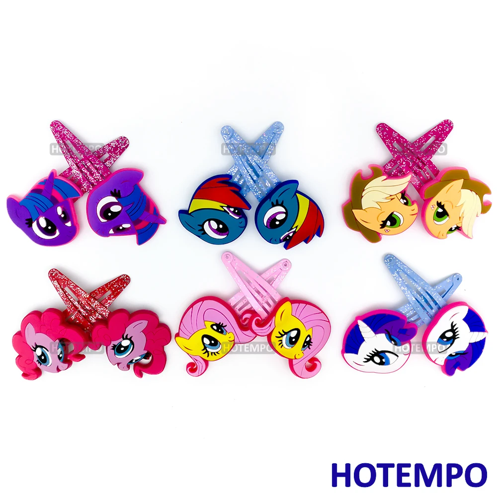 

HOTEMPO 2pcs/ set Magic Elf BB Girls Hair Pin Little Rainbow Unicorn Pony Action Figure BB Girls Hair Clip for Girls Gift