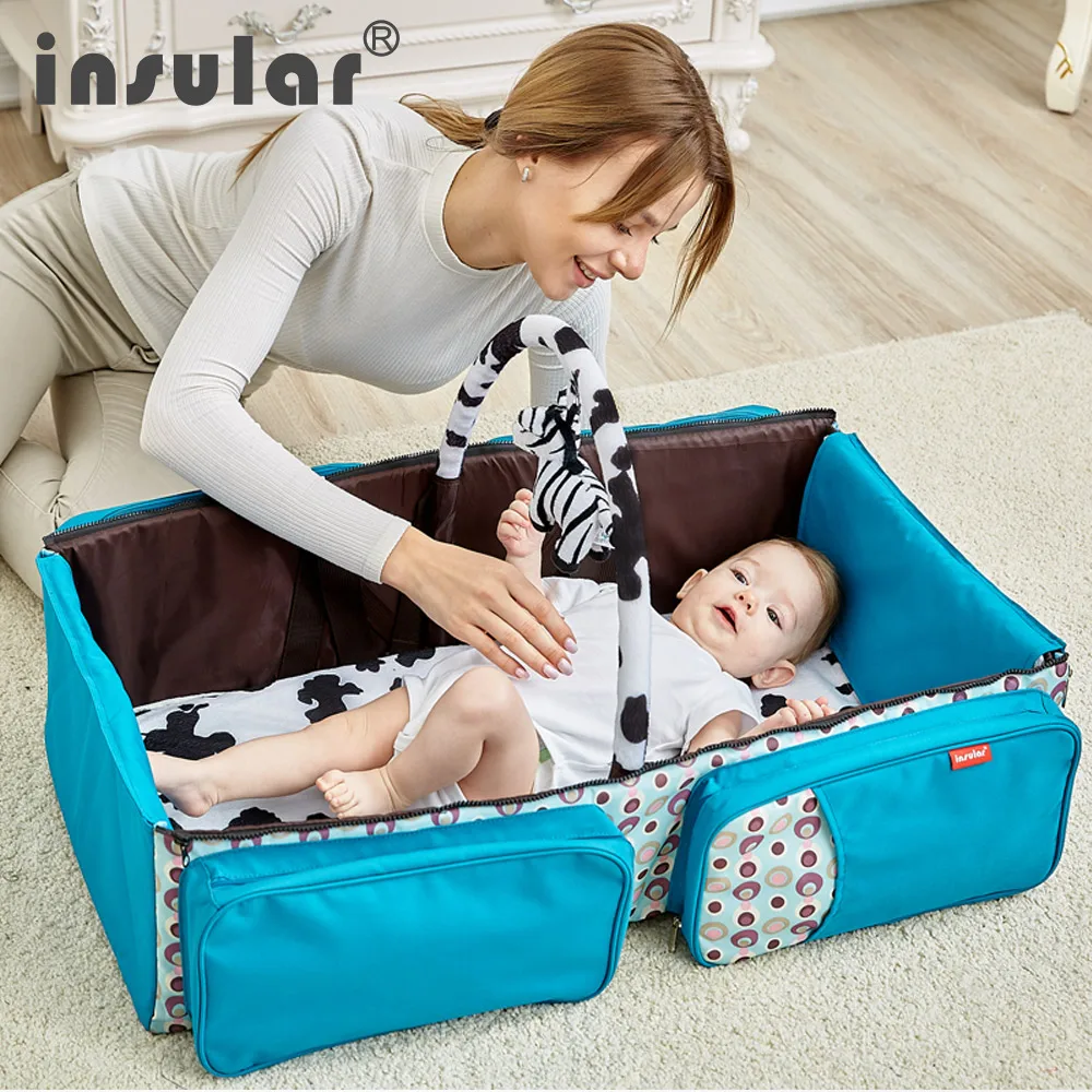 

INSULAR 2 IN 1 Baby Travel Beds Diaper bag Messenger Multi-function Large Capacity with Mosquito net/Stroller Strap/Storage bag