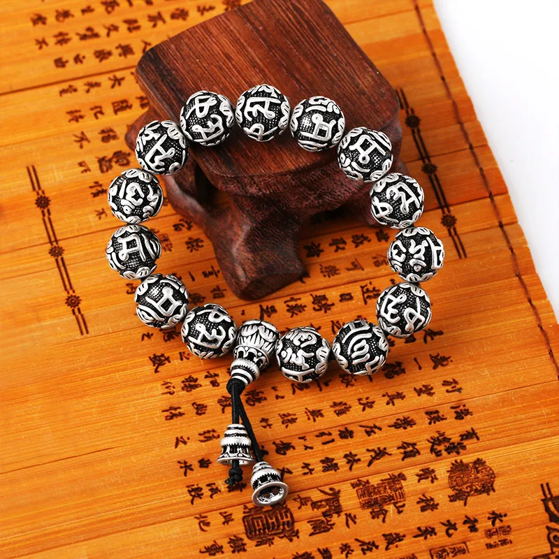 Online Sanskrit Sechs Worte Graviert Buddha Armband OM Mala Perlen Armbänder Für Männer Und Frauen Mantra Gebet Buddhismus Schmuck