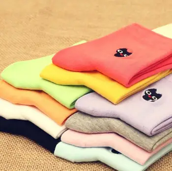 

Apparel Accessories Women's Sock cotton Candy color embroidery Lovely black cat lady anklet short socks 10 pair/lot 13-112