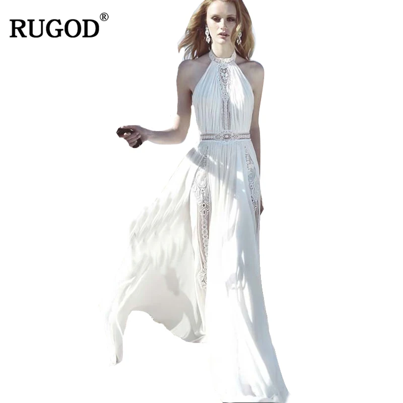 

Rugod Halter Lace Solid Elegant Dress Women Hot Sale Stylish Sleeveless Women's Dress 2018 Spring Casual vestido de mujer