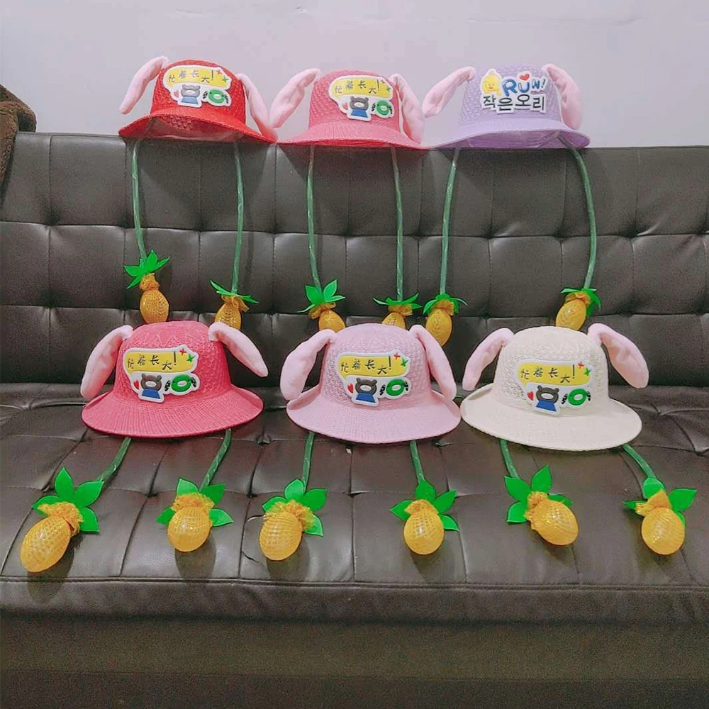 Детская Милая Рыбацкая шляпа с кроликом для девочек, забавная подвижная шапка с заячьими ушками, игрушечная шапка с ушками, подарок для