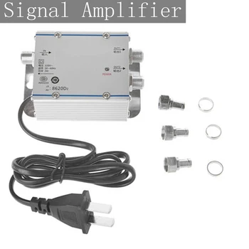 

1 In 2 Out Pro CATV Cable TV Signal Amplifier AMP Antenna Booster Splitter Set Broadband Home Tv Equipments 20DB 2 Way US Plug