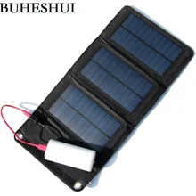 BUHESHUI 5W Foldable Mono Solar Panel Charger Solar Charger Mobile Power Battery Charger For Cell Phone Black Free Shipping