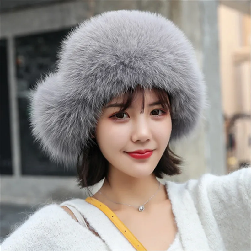 

Fashion New Ladies Fox Hat Lei Feng Protection Ear Ms. Can Have Fox Fur Hat Plus Ball Fox Fur Winter Hat Ms.