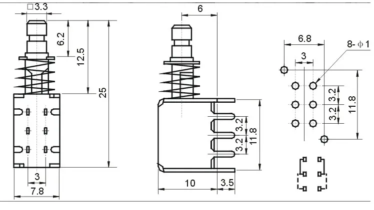 5 шт. красный черный синий A03 PS-22F03 PS-22F05 6 шпильки самоблокирующийся или Мгновенный Такт Тактильные кнопочные переключатели A04