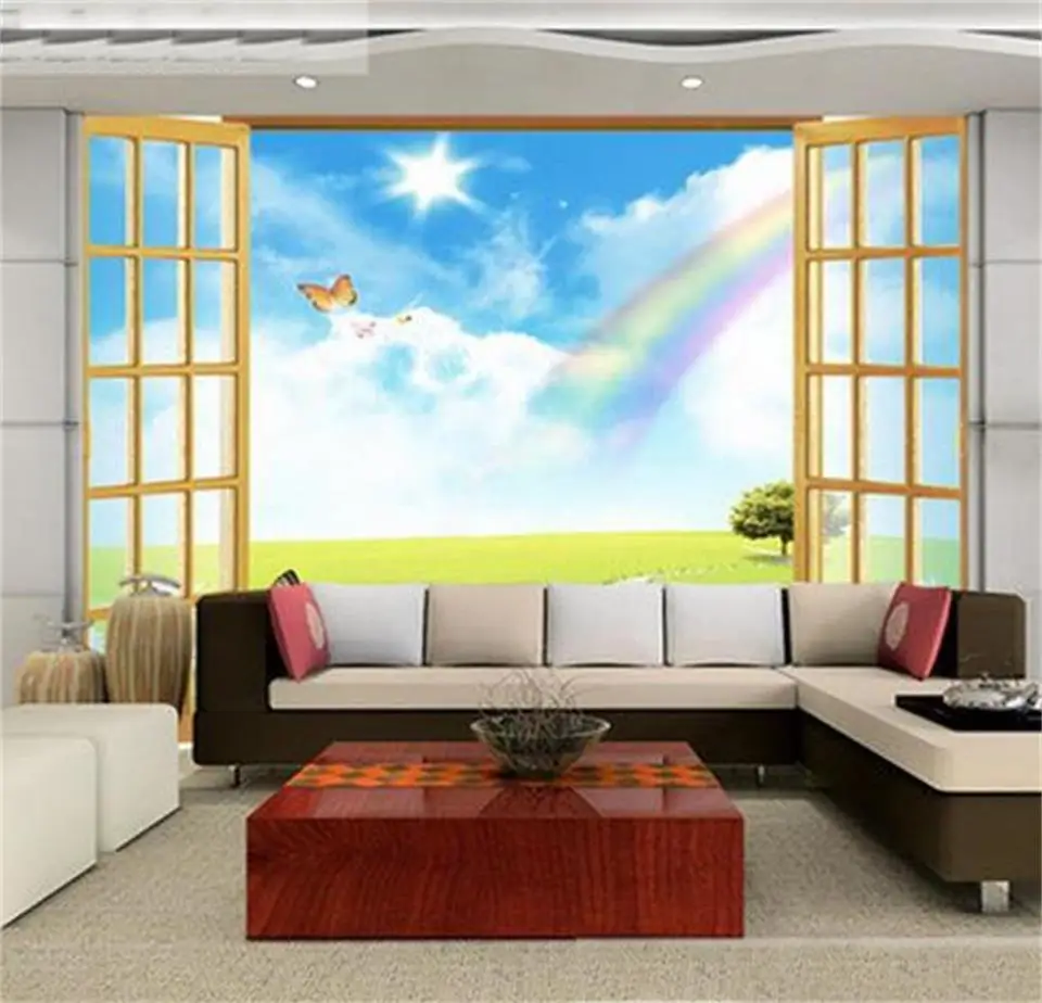 

3d wallpaper photo wallpaper custom size mural living room window rainbow scenery 3d picture sofa TV backdrop sticker wallpaper