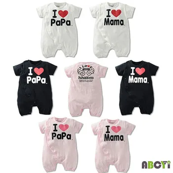 

3pcs/lot Newborn Baby Clothes I Love Papa / I Love MaMa Unisex Cotton Short Sleeve Cotton Boy Romper Baby Girl Clothes Jumpsuit