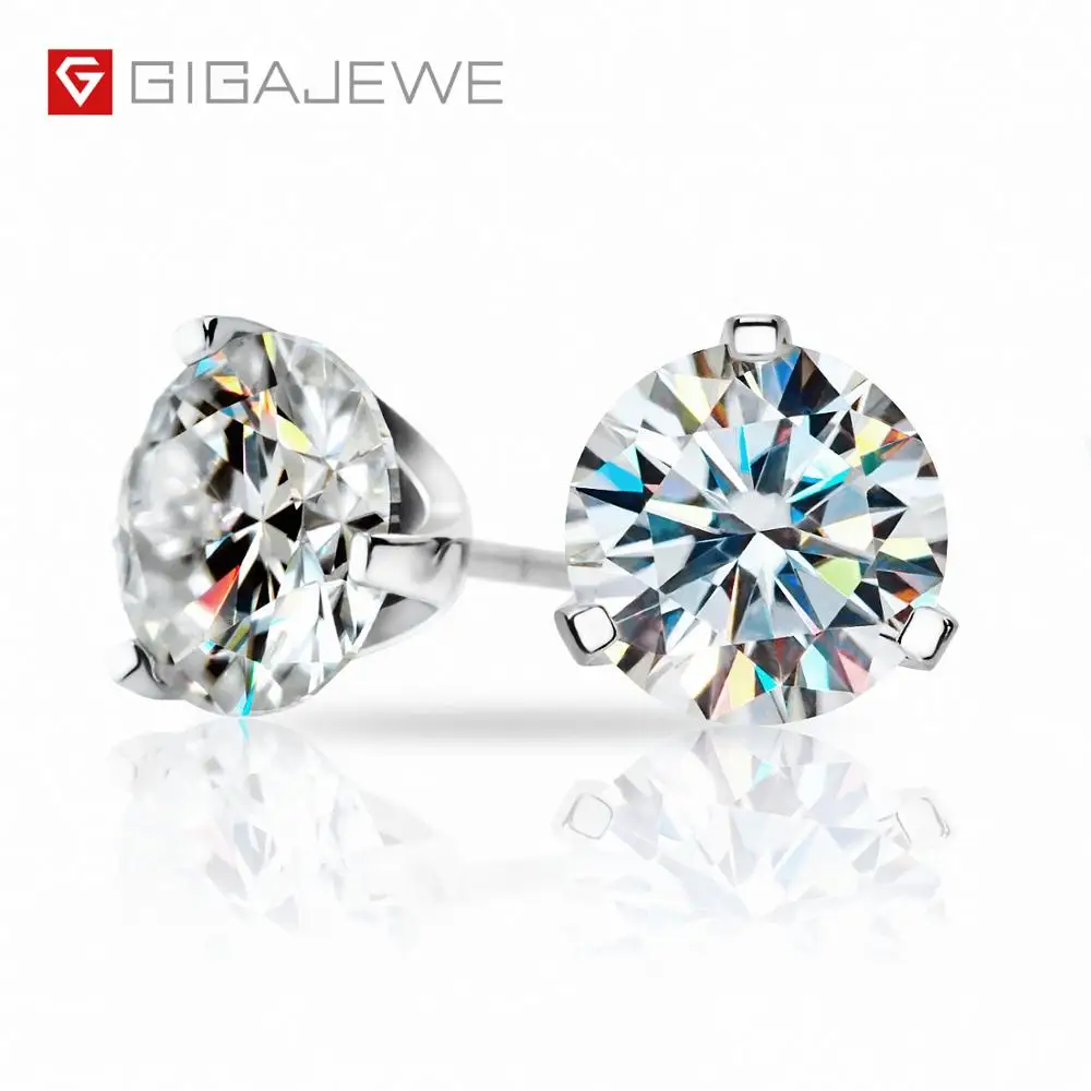 

GIGAJEWE Total 3ct EF VVS1 Diamond Test Passed Moissanite 18K White Gold Plated 925 Silver Earring Jewelry Woman Girlfriend Gift