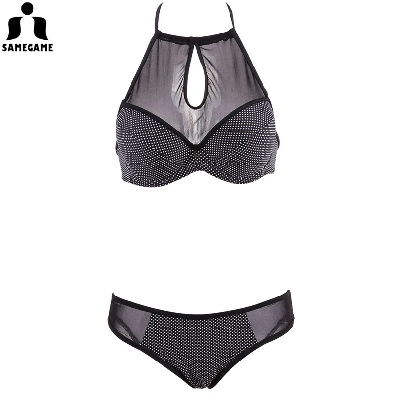 

SAMEGAME 2019 Newest Dot Bandage Brazilian Bikini Women Halter Swimsuits Girl Push Up Swimwear Summer Beach Wear Bathing Suits