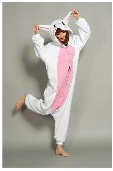 

New Adult Animal Fleece Women's White Rabbit Pyjamas Pajamas Sleepsuit sleepwear Underwear Onesie