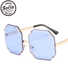 Sella брендовые дизайнерские модные женские негабаритные Квадратные Солнцезащитные очки цвета океана восьмиугольник красный желтый объектив без оправы Солнцезащитные очки тени