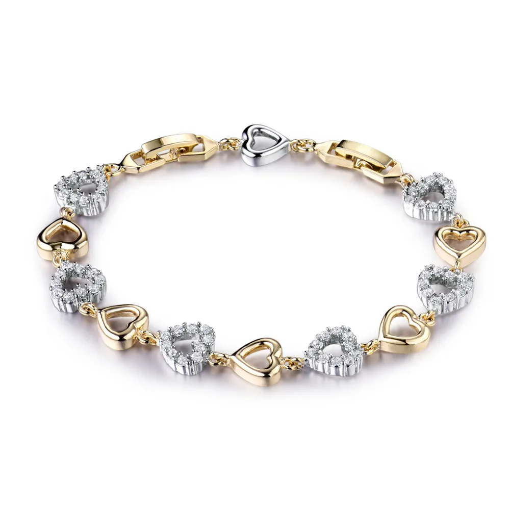 MOLIAM романтические браслеты с милым сердцем, женские браслеты с золотым кристаллом, циркониевая цепочка, ювелирные изделия MLL162 - Окраска металла: MLL162b