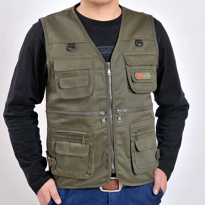 Men's Tooling Vest Spring Cotton Slim Jacket Vests Sleeveless Waistcoat