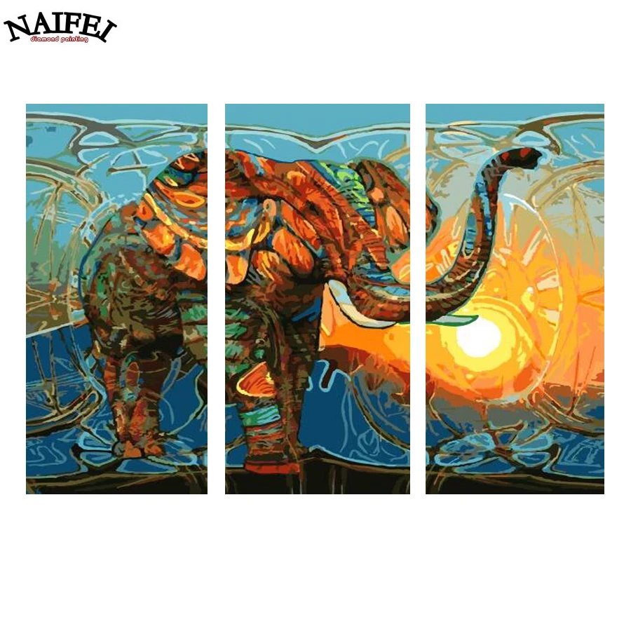 

3 pcs/set DIY 5d diamond Painting cross stitch Abstract Oil Painting Elephant,full square diamond embroidery mosaic home decor