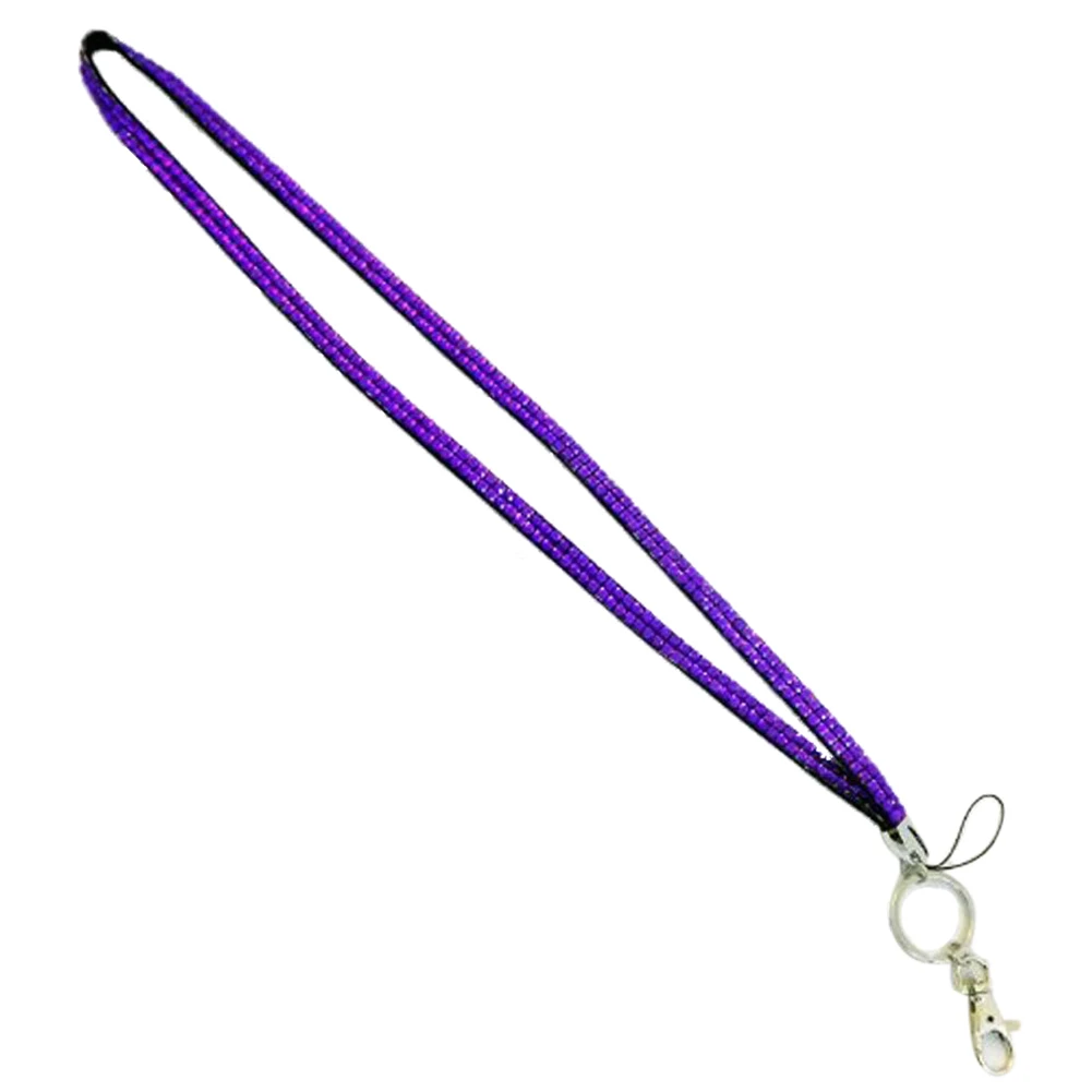 New Bling Crystal Rhinestone Lanyard Id Badge Keychain Card Holder Purplein Badge Holder