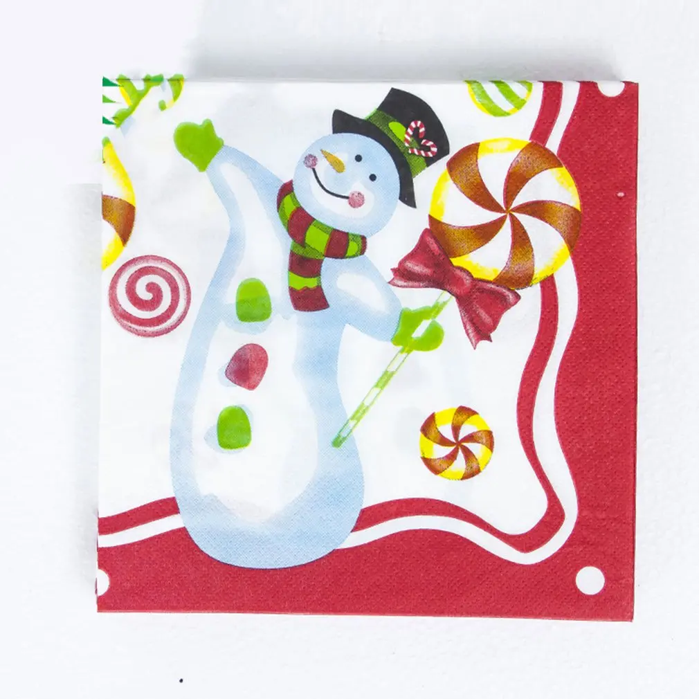 

Christmas color printed napkin snowman sleigh Christmas tree bells party napkins square disposable napkins