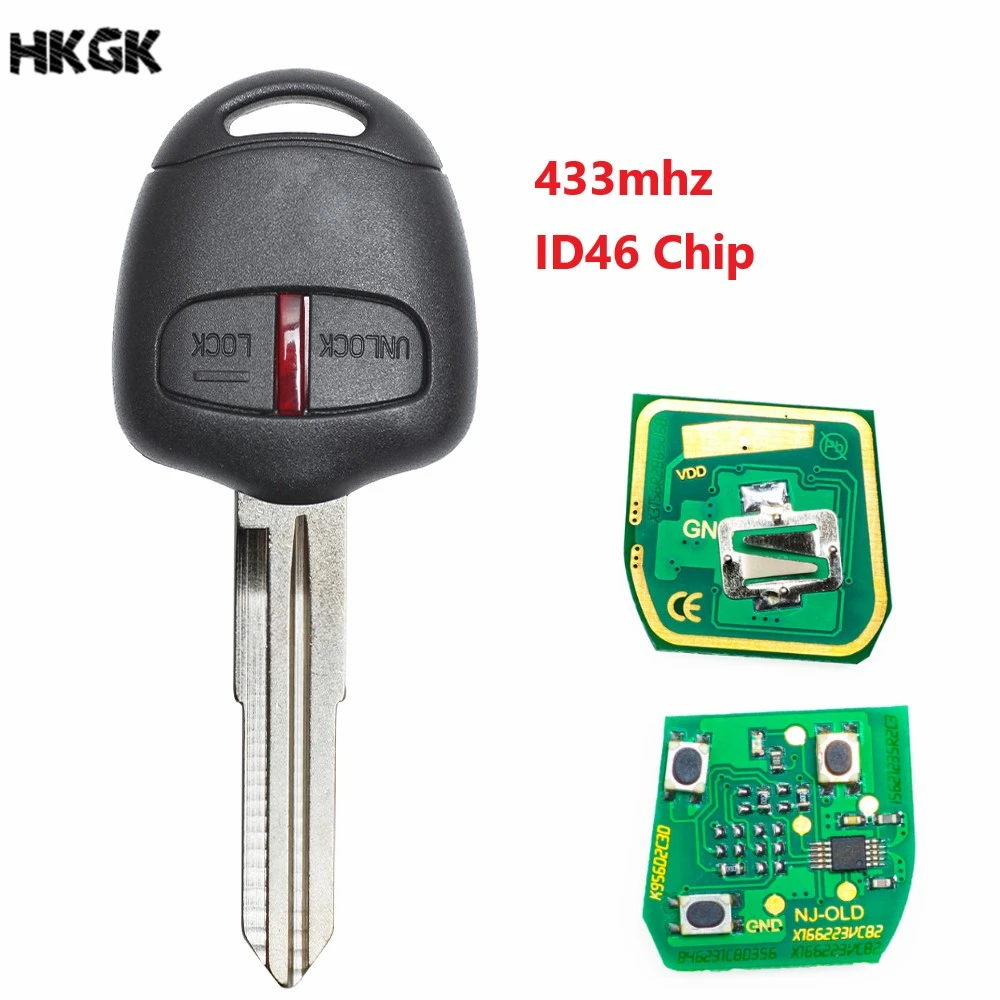Remote Key Fob 2 Button For Mitsubishi 433Mhz Transponder Chip ID46 For