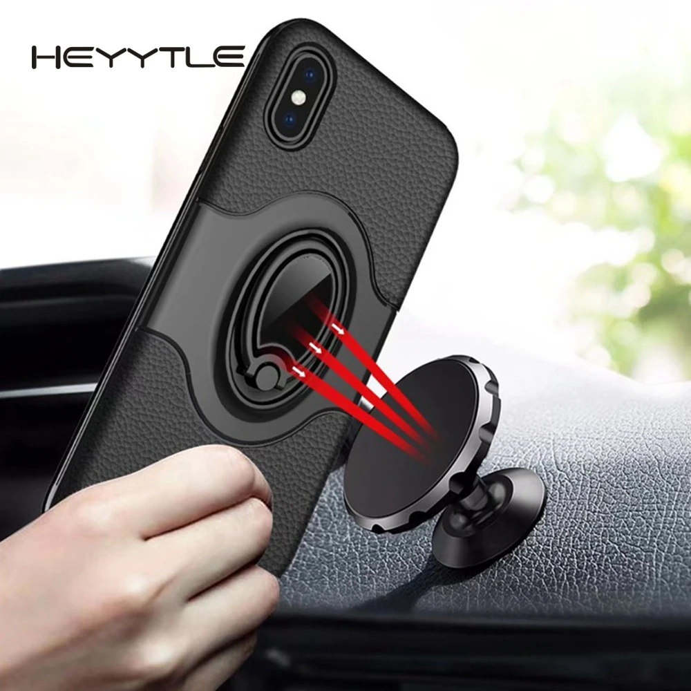 

Heyytle Armor Shockproof Phone Case For iPhone X 8 7 6 6s Plus Ring Holder Cases Soft TPU Protective Cover With Magnetic Coque