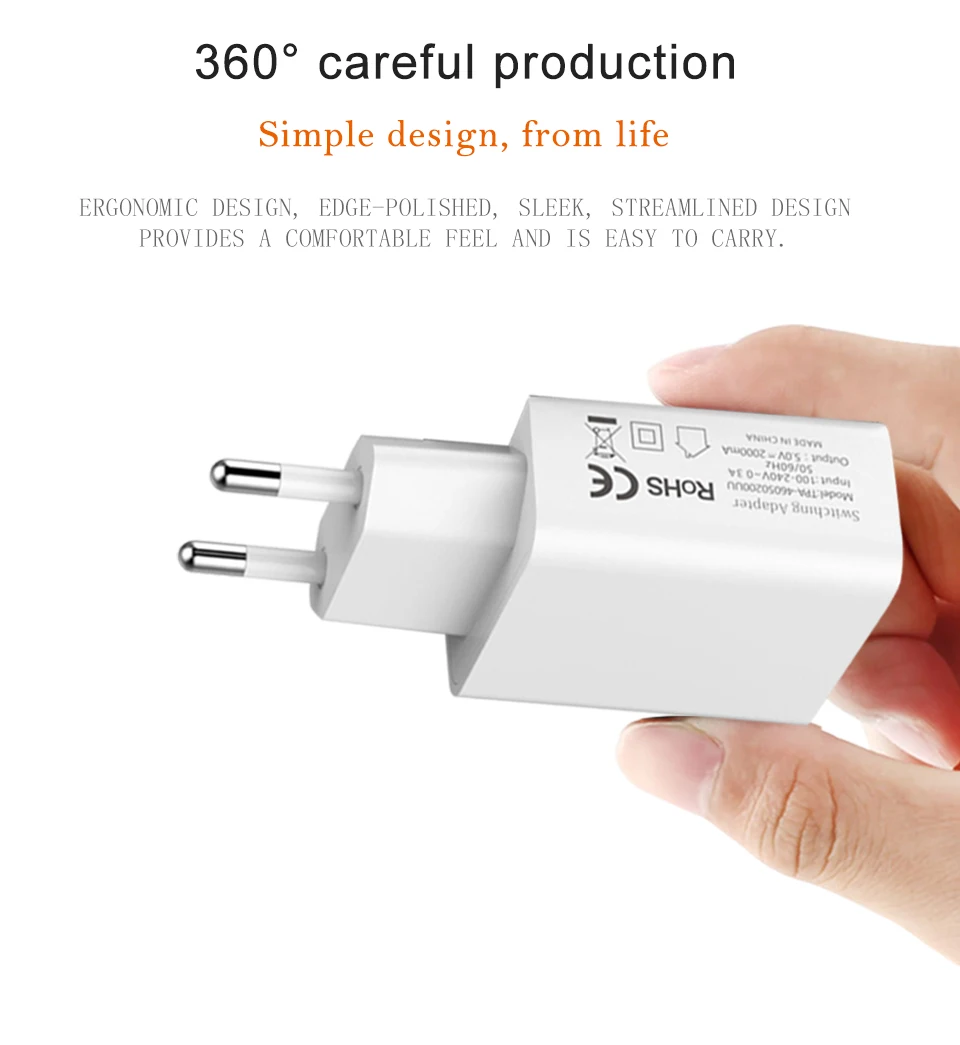 Universal USB Charger 1 Ports 5V2A Travel USB Wall Power Adapter EU Charger Charging For iPhone7 Xiaomi Samsung HTC Micro usb (5)