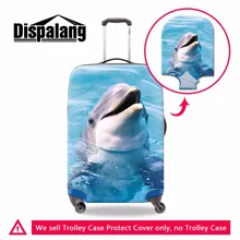 Животные дельфины печати чемодан Чехлы для багажа для девочек Эластичный полиэстер дорожный багажный чехол для леди 3D дорожный багажный чехол