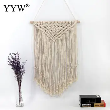 

2pcs New Hand Knotted Macrame Wall Art Handmade Cotton Wall Hanging Tapestry With Lace Fabrics Bohemian Wedding Decorations