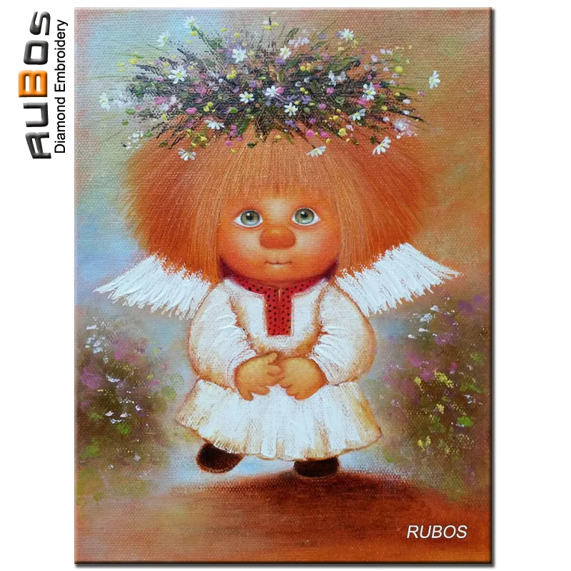 

RUBOS Russia cartoon angel flower DIY 5D diamond embroidery diamond painting diamond mosaic mazayka picture rhinestone kid craft