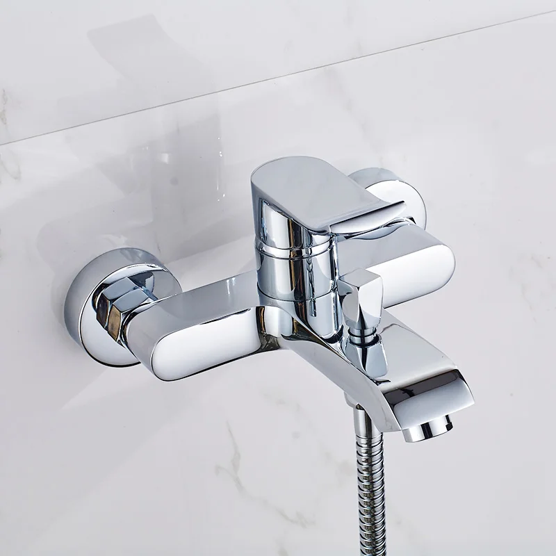 Günstige ROVATE Bad Dusche Wasserhahn mit Handheld Dusche Kopf, Bad Wasserhahn Kalt und Warmwasser Mischbatterie Messing Chrom