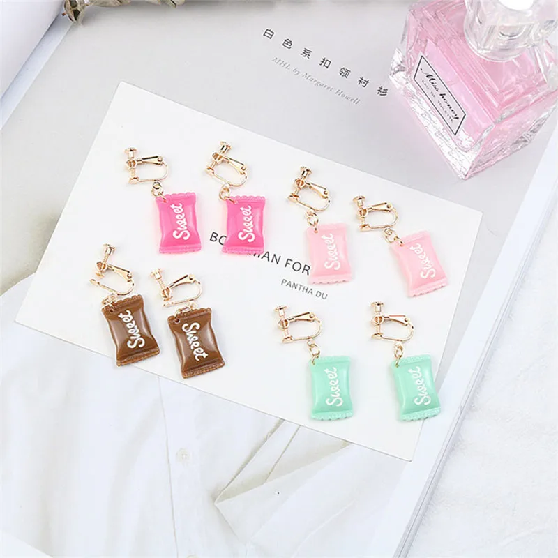 

Korean Cute Creative Cartoon Candy Sugar Sweet Woman Girls Clips Earrings Fashion Jewelry-LAF