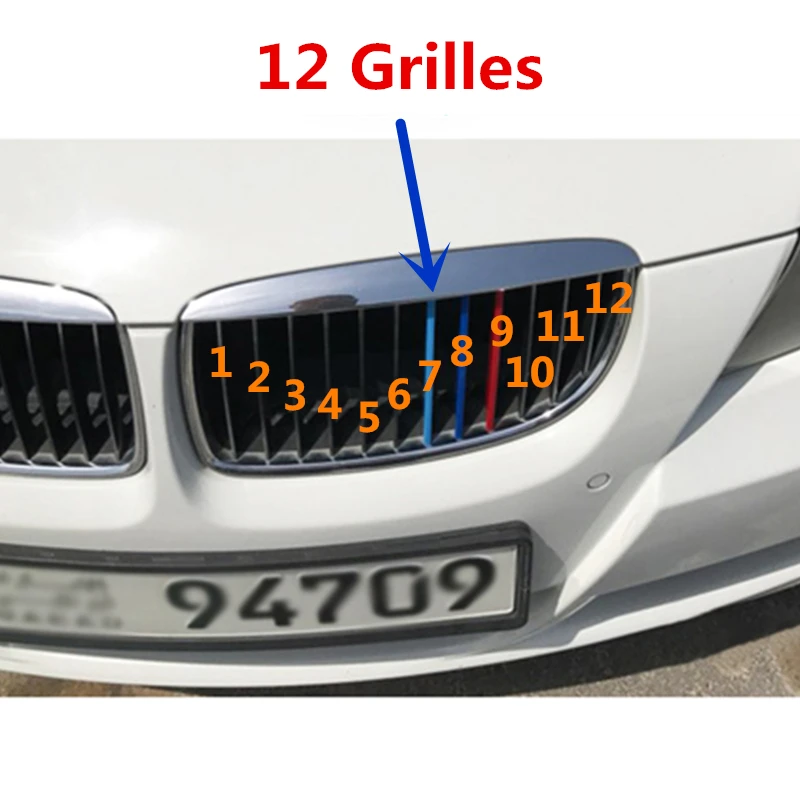 Накладка на переднюю решетку автомобиля, накладка на решетку для BMW 3 серии от 2005 до 2008 E90 E91 320 325 330 335 12 решеток, 3D M Стайлинг