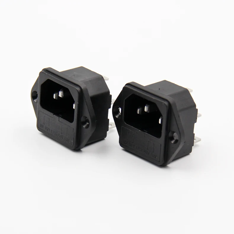 Panel Mounted 3 Pin IEC 60320 C14 Inlet Male Power Plug 15A AC 250V w/ fuse holder