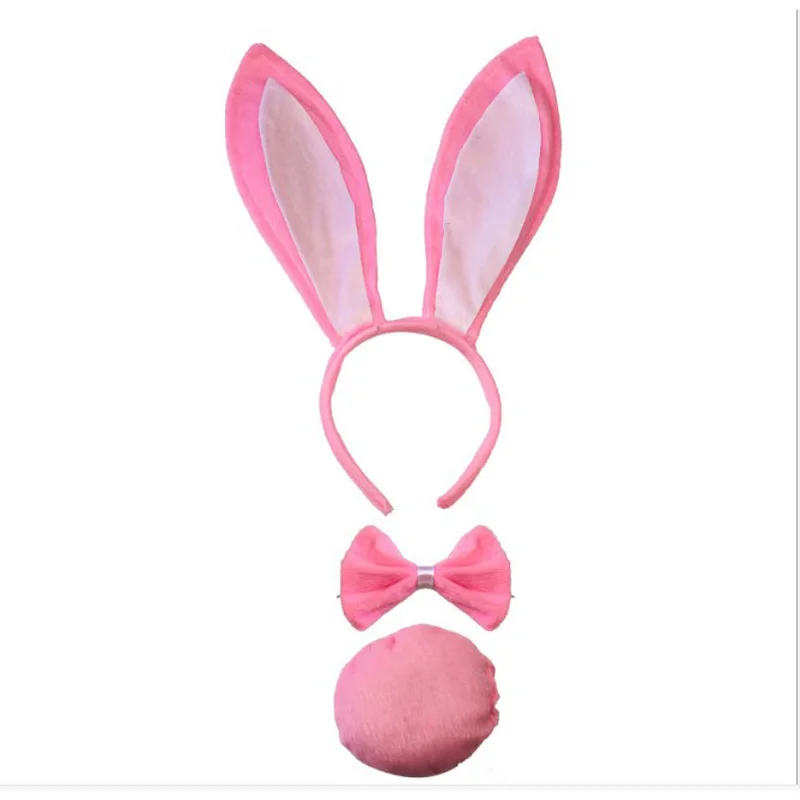 HEN PARTY FANCY DRESS KIDS PARTY! PINK AND WHITE BUNNY RABBIT EARS WITH TAIL 