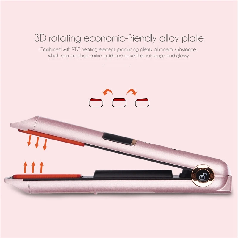 Ceramic Hair Straightener Rechargeable Flat Iron Wireless Usb Rechargeable Hair Curling Iron Cordless Hair Iron Styling
