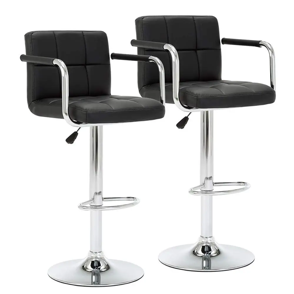 

Bar Chair Cuban Bar Stools/Counter Stools with Arms Set of 2, Modern Swivel Kitchen Breakfast Chair with Backs and Footrest DE