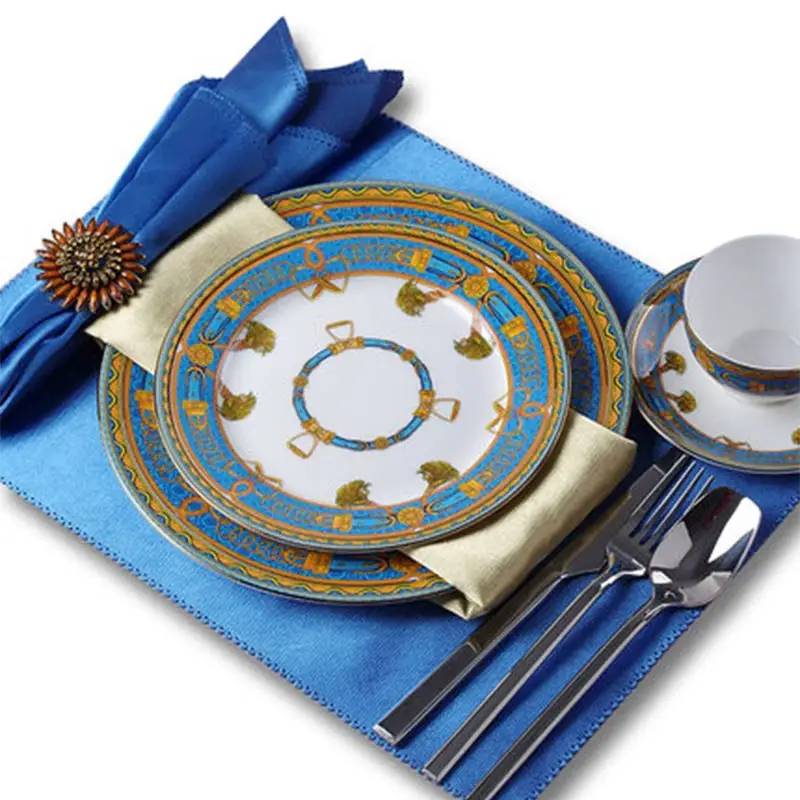 

European ceramic plate home steak plate 10 inch model room restaurant dining table Western plate cutlery set