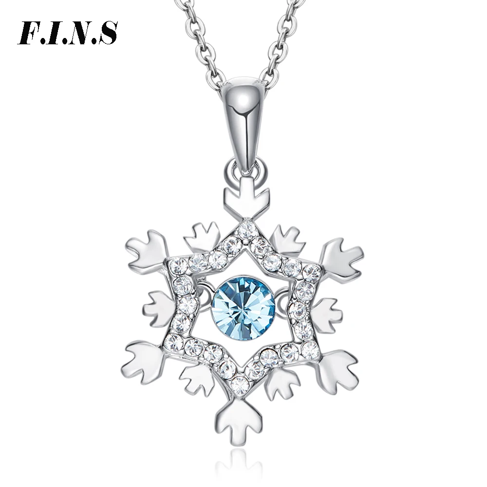 

F.I.N.S Unique Dancing Stone Pendant Snowflake Necklaces & Pendants Fashion Jewelry Cubic Zircon Moving Shaking Necklace Women