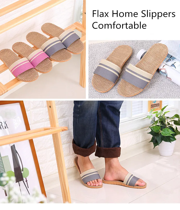 Женские льняные шлепанцы; модные домашние тапочки; дышащая обувь на ...